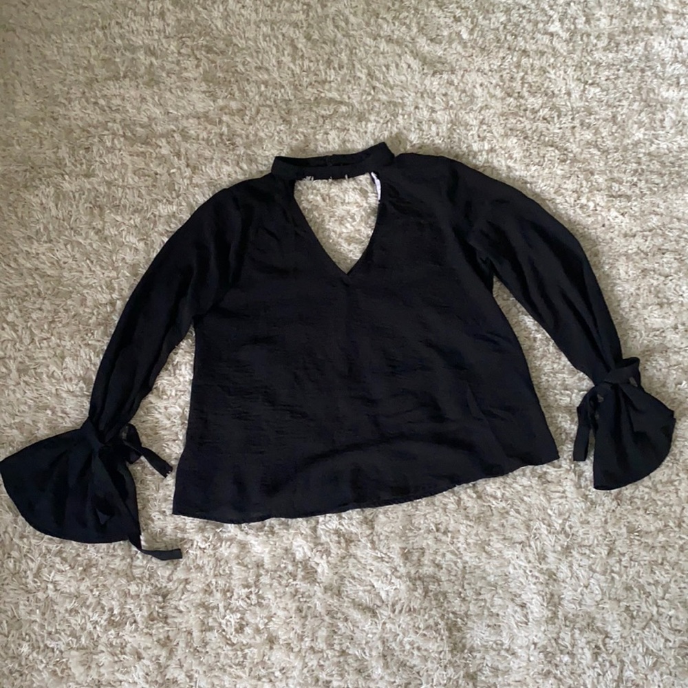 V-neck Bell Sleeve Blouse
